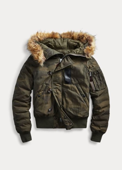 Chaquetas Ralph Lauren Mujer Camuflados Verdes - Faux Fur-Trim - DKNJR2704